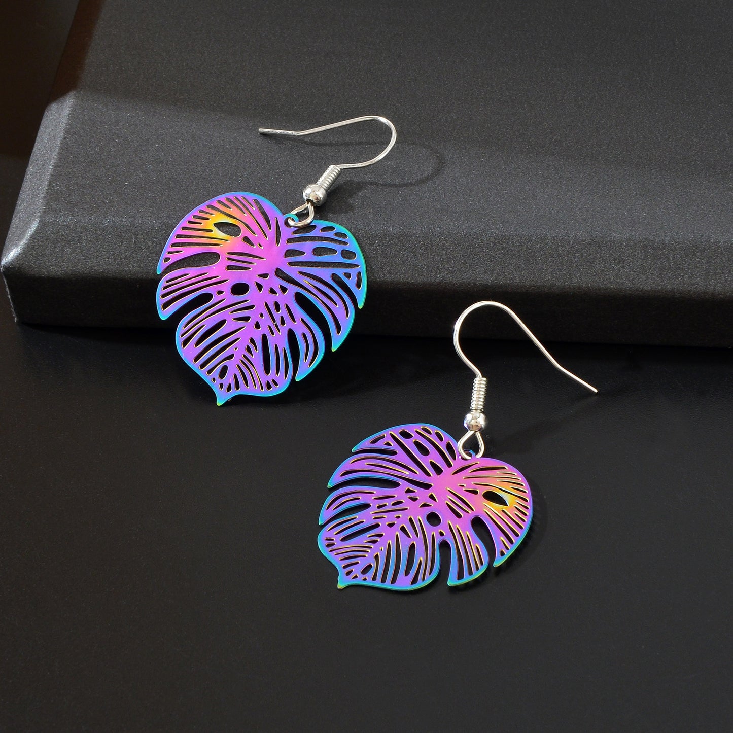 Boho Chic Colorful Metal Hollow Leaf Dangle Earrings Daily Officework Basic Jewelry