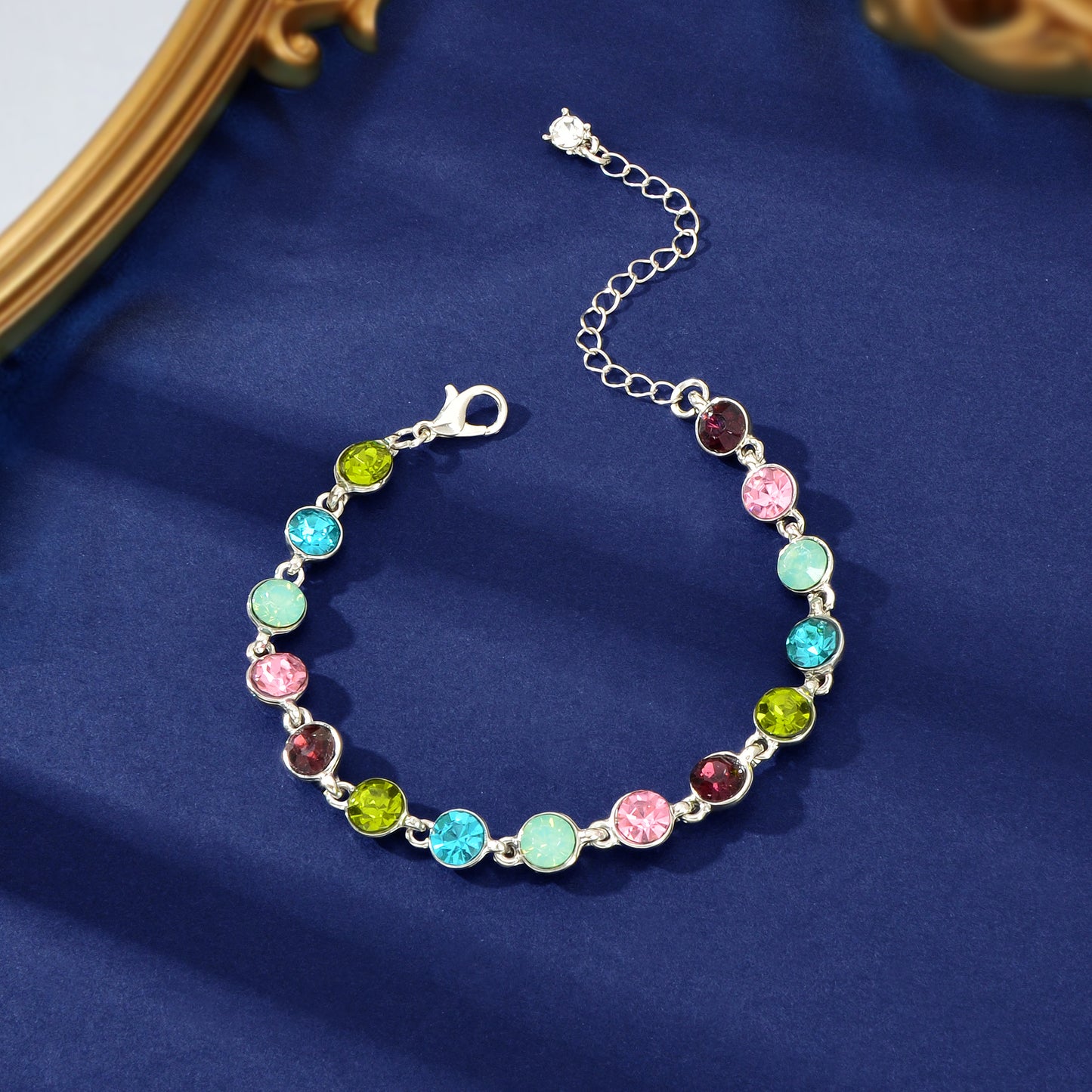 Elegant High Quality Multicolour Rhinestone Decor Bracelet Anniversary Party Prom Jewelry