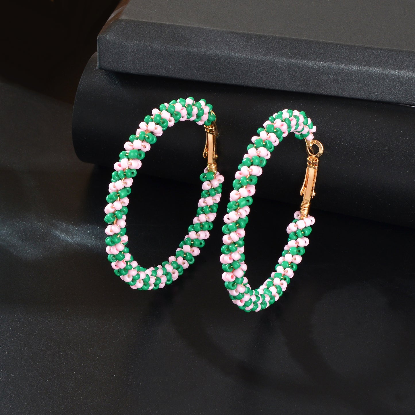 Boho Sweet Colourful Seed Beads Handmade Circle Hoop Earrings for Women Holiday