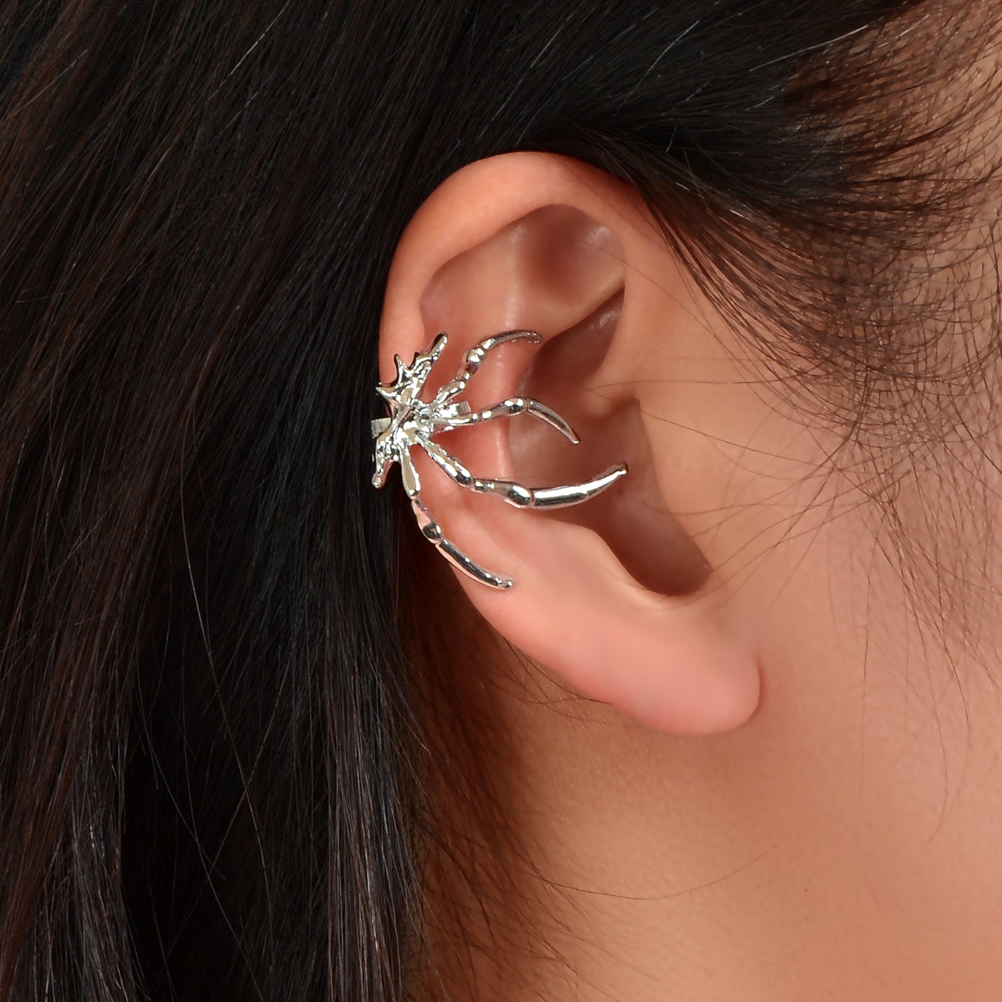 1 pc Punk Hip Hop Style Silvery Spider Ear Cuff Non Piercing Wrap Earring