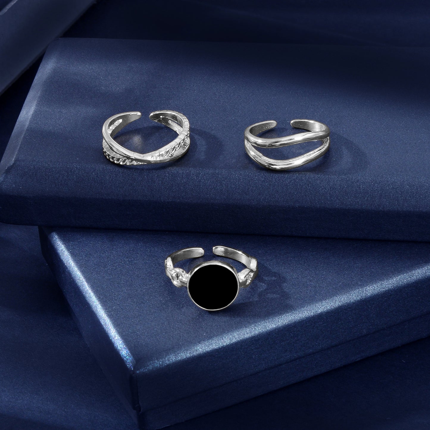 3 pcs Minimalist Round Eanmel Stackable Multiple Knuckle Midi Finger Ring Set