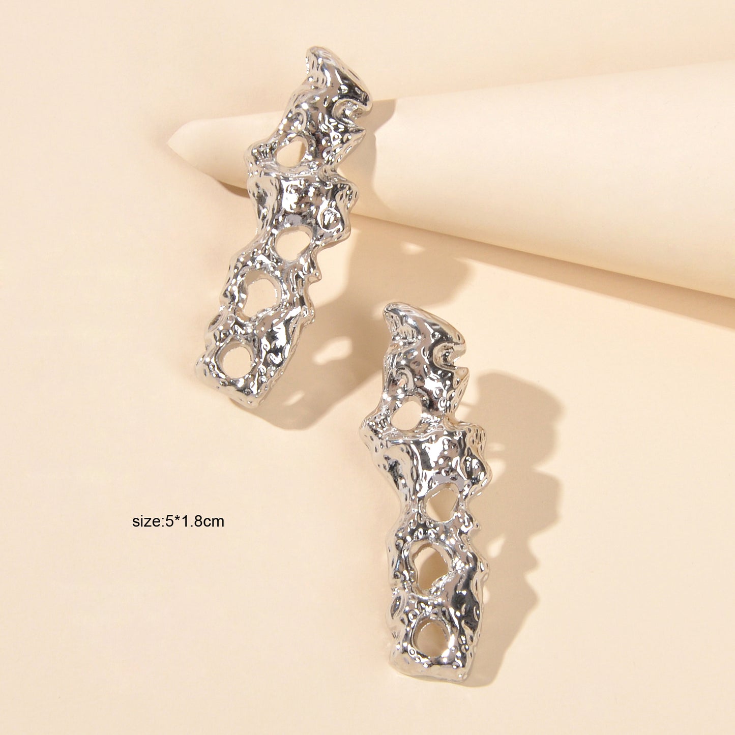 Abstract Art Silver Irregular Geometric Statement Stud Girls Party Earrings Gift