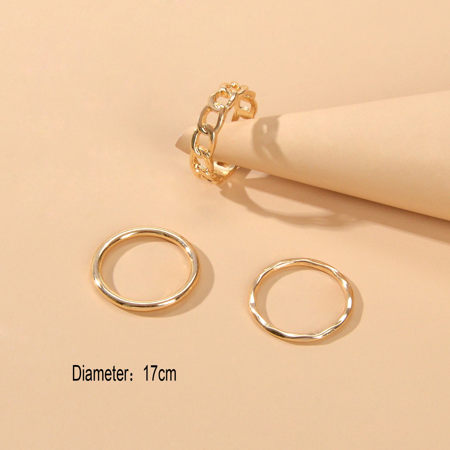 3 pcs Statement Punk Minimalist Circle Multiple Stackable Midi Finger Ring Set