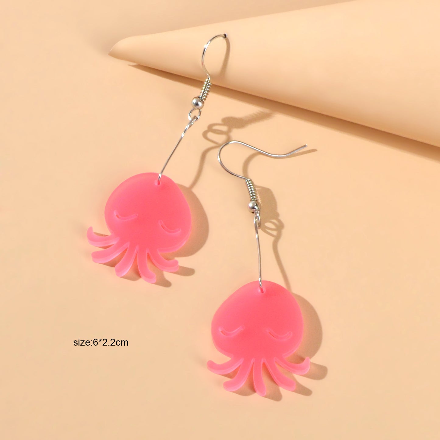 Cartoon Lovely Jewellery Transparent Acrylic Octopus Charm Dangle Hook Earrings