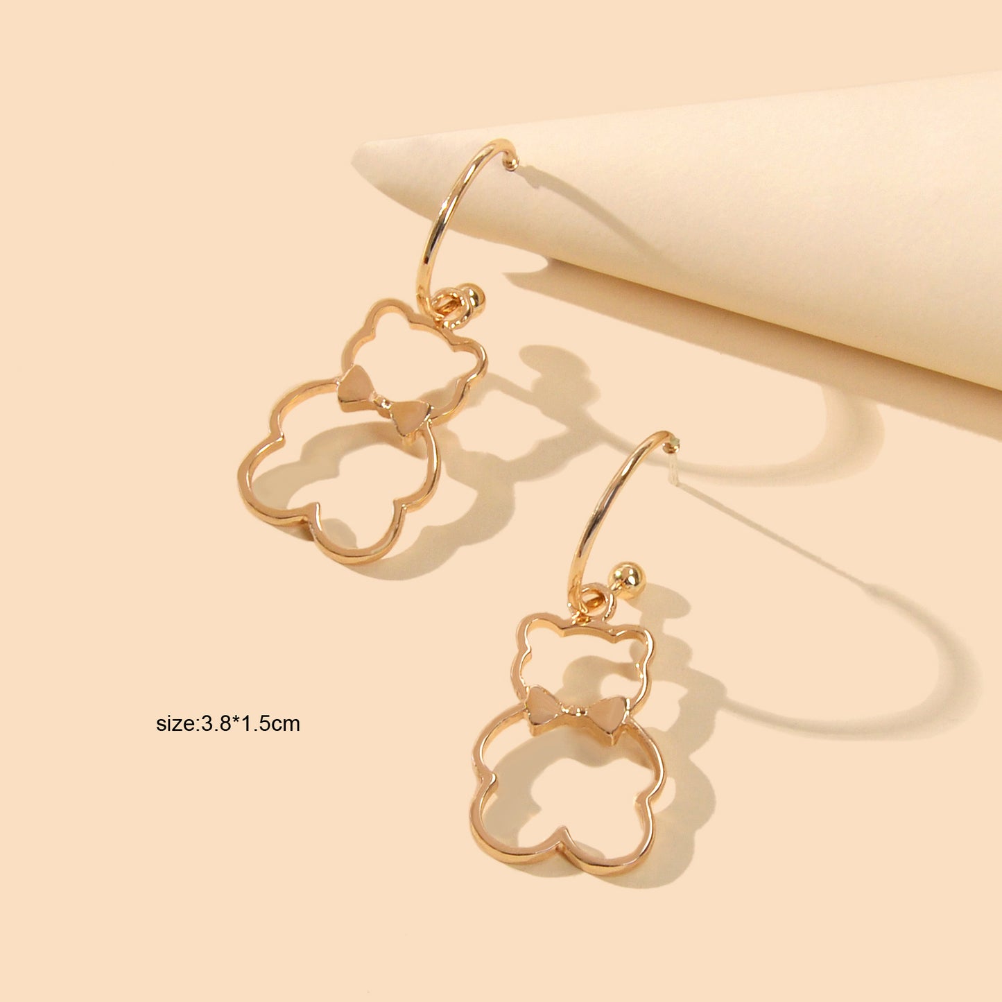 Minimalist Style Lovely Gold Silver Bear Dangle Earrings Women Designer Jewelry