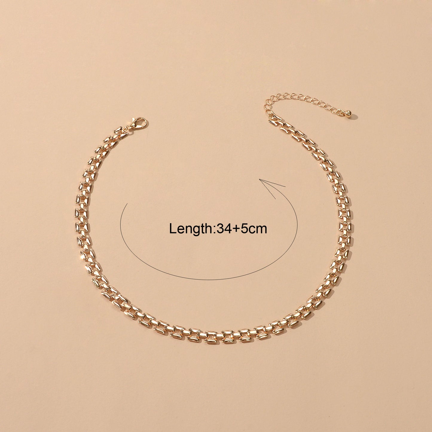 Female Jewellery Minimalist Gold Silver Link Chain Necklace Short Choker Collar