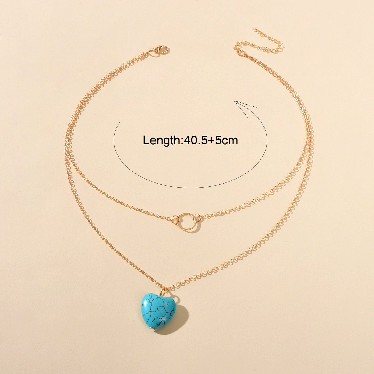 Boho Chic Jewelry Multi-layer Gold Silver Chain Circle Heart Turquoise Necklace