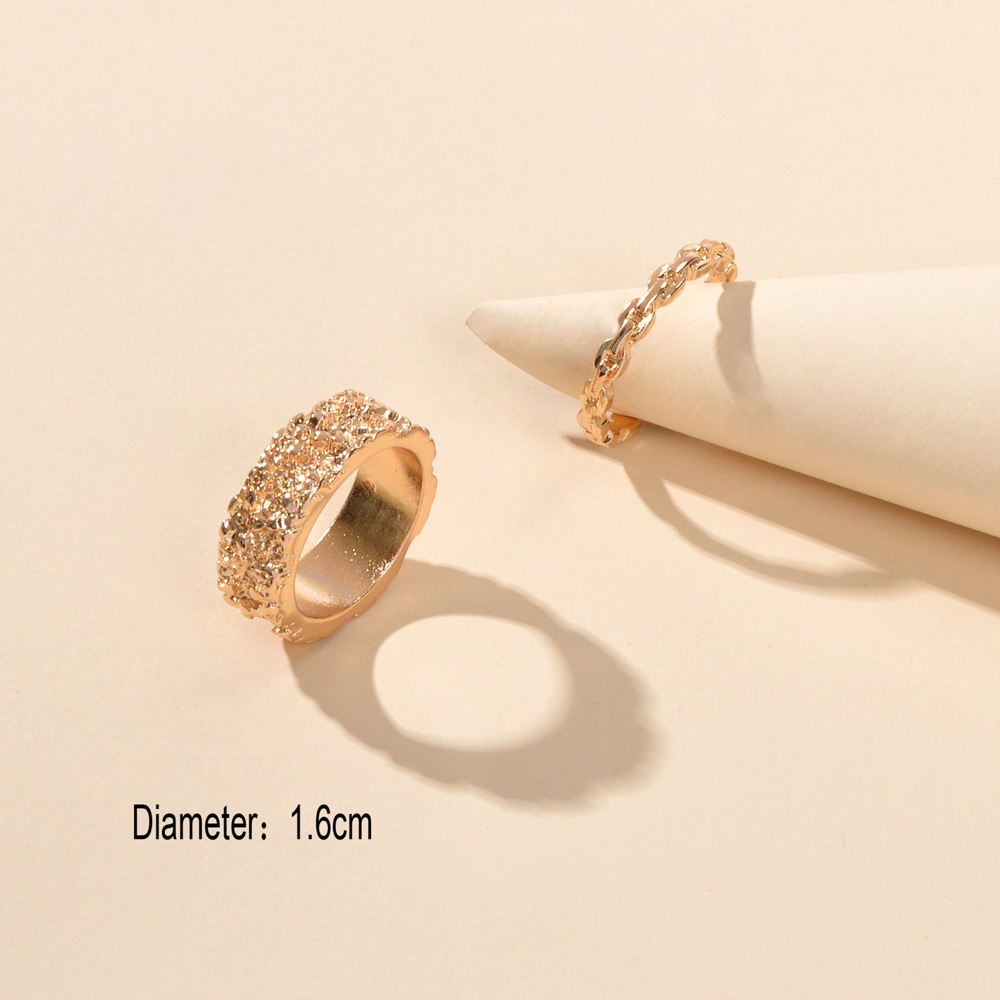 Trendy Jewellery Minimalist 2 pcs Gold Silver Stackable Multiple Finger Ring Set