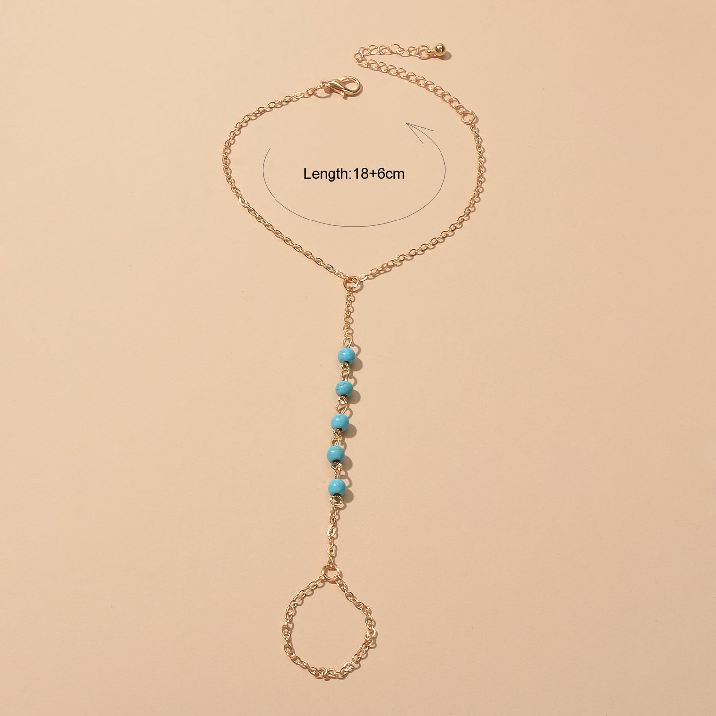 Trendy Jewelry Gold Silver Chain Turquoise Boho Chic Slave Bracelet with Finger