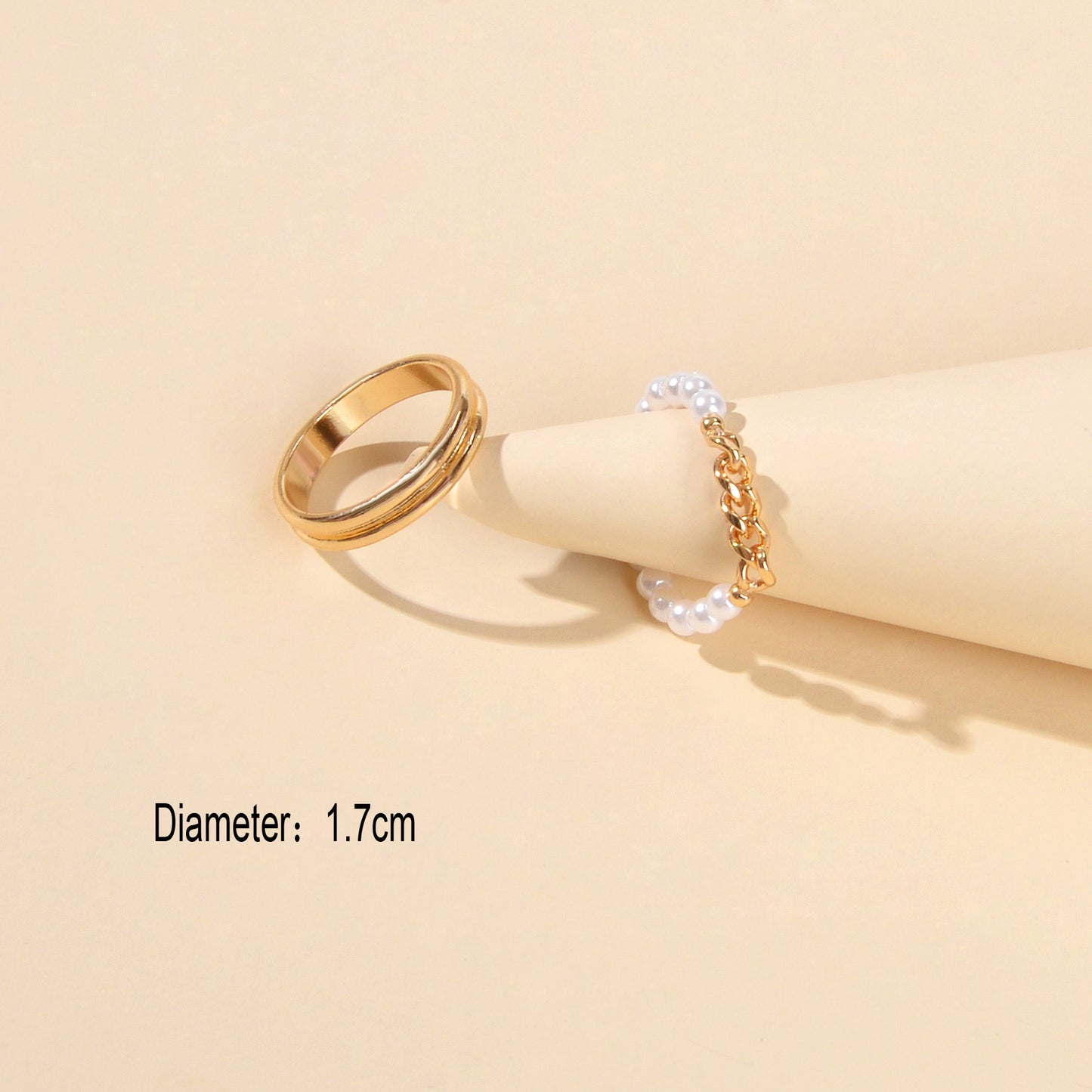 2 pcs Retro Beads Metal Chain Geometric Multiple Stackable Midi Joint Knot Ring
