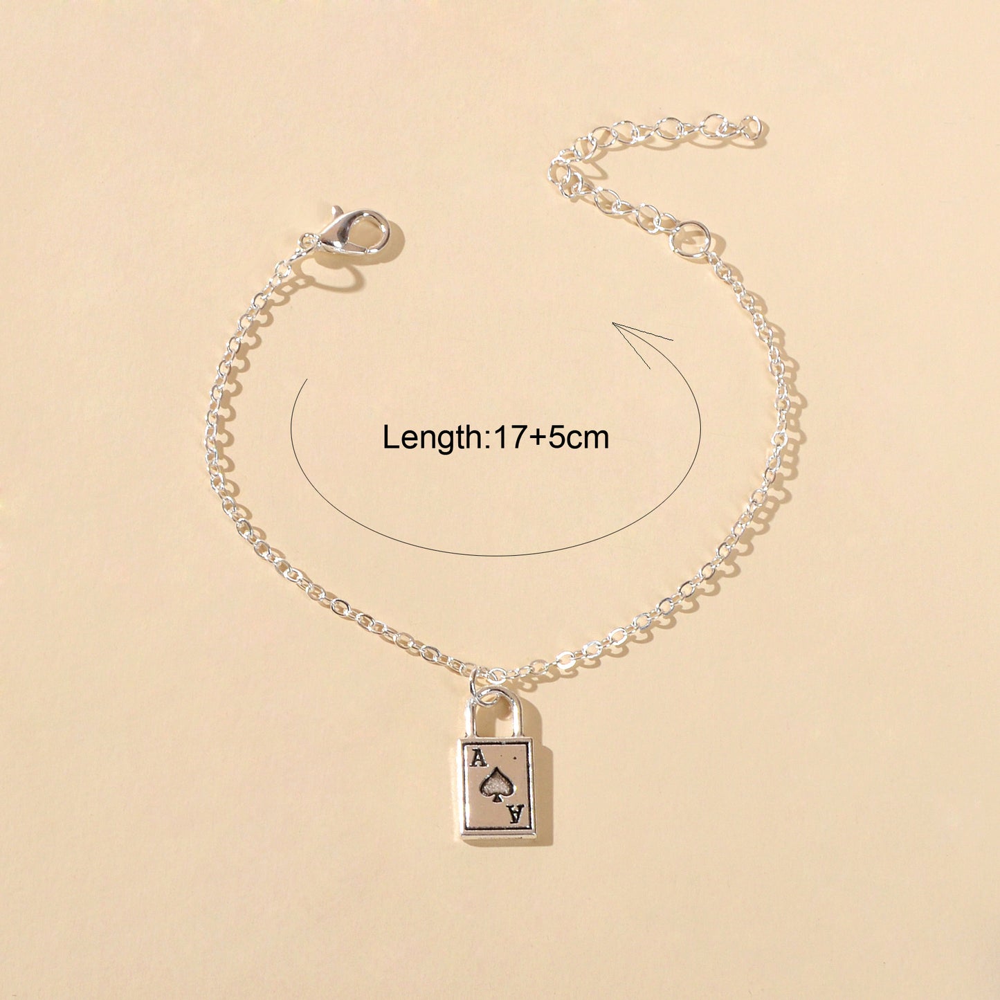 Punk Hip Hop Style Jewellery Silver Chain Playing Cards Charm Women Bracelets