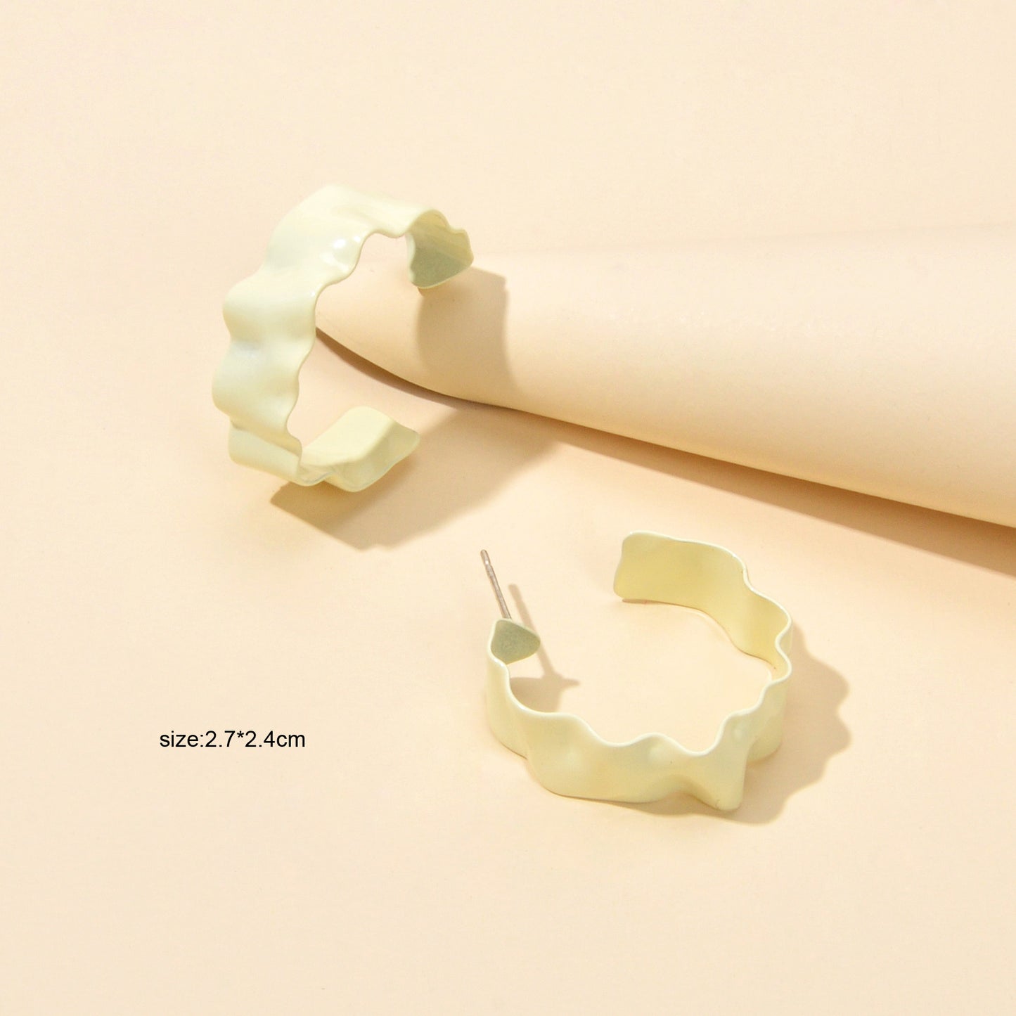 Irregular Geometric Beige Hoop Earrings Party Decoration Girls Ladies Jewellery