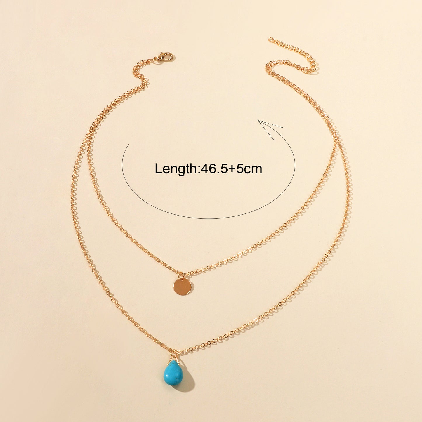 Traditional Ethnic Jewellery Double layer Chain Disc Turquoise Charm Necklace