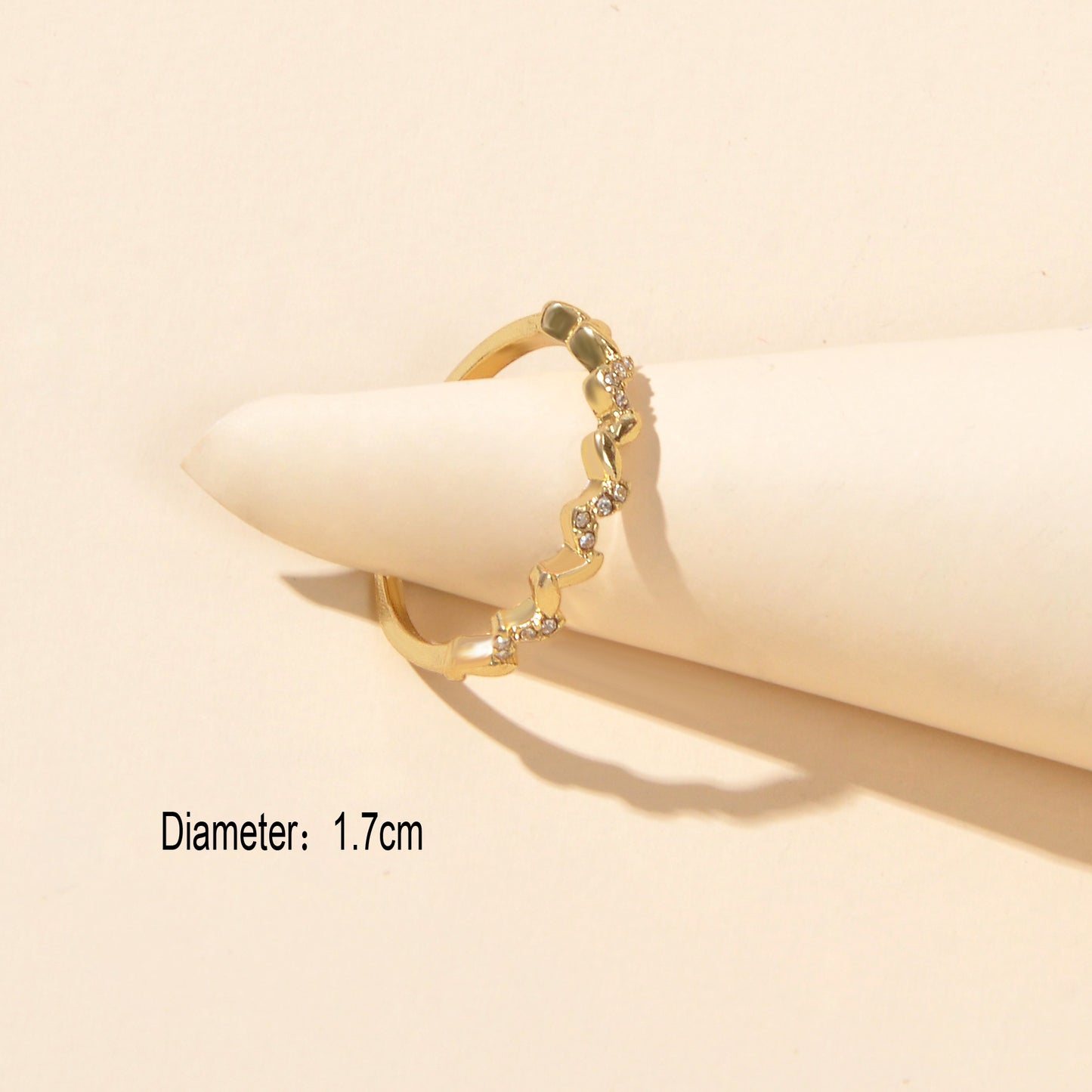 Bridal Jewellery Designer Stylish Rhinestone Wave Shape Gold Band Finger Ring