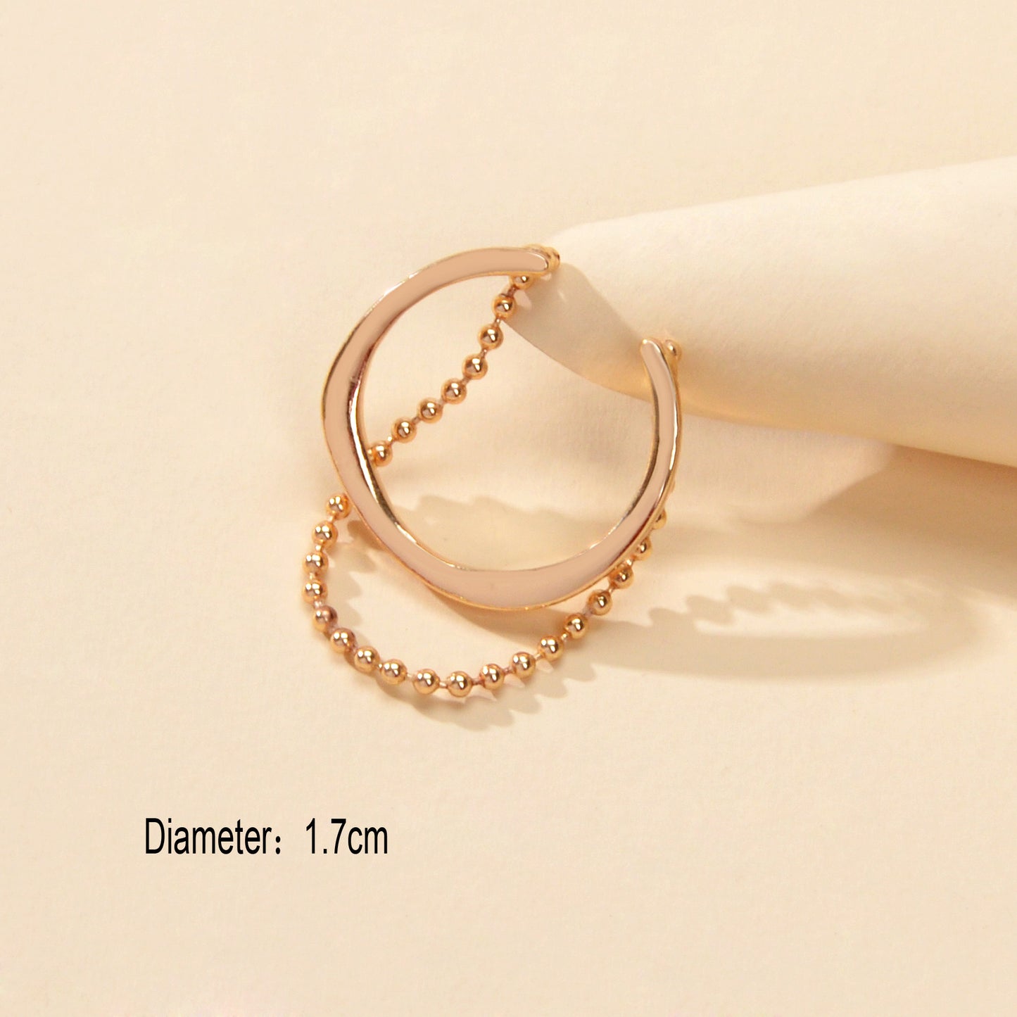 Designer Stylish Hippie Gold Popcorn Bead Chain Open Cuff Knuckle Cool Punk Ring