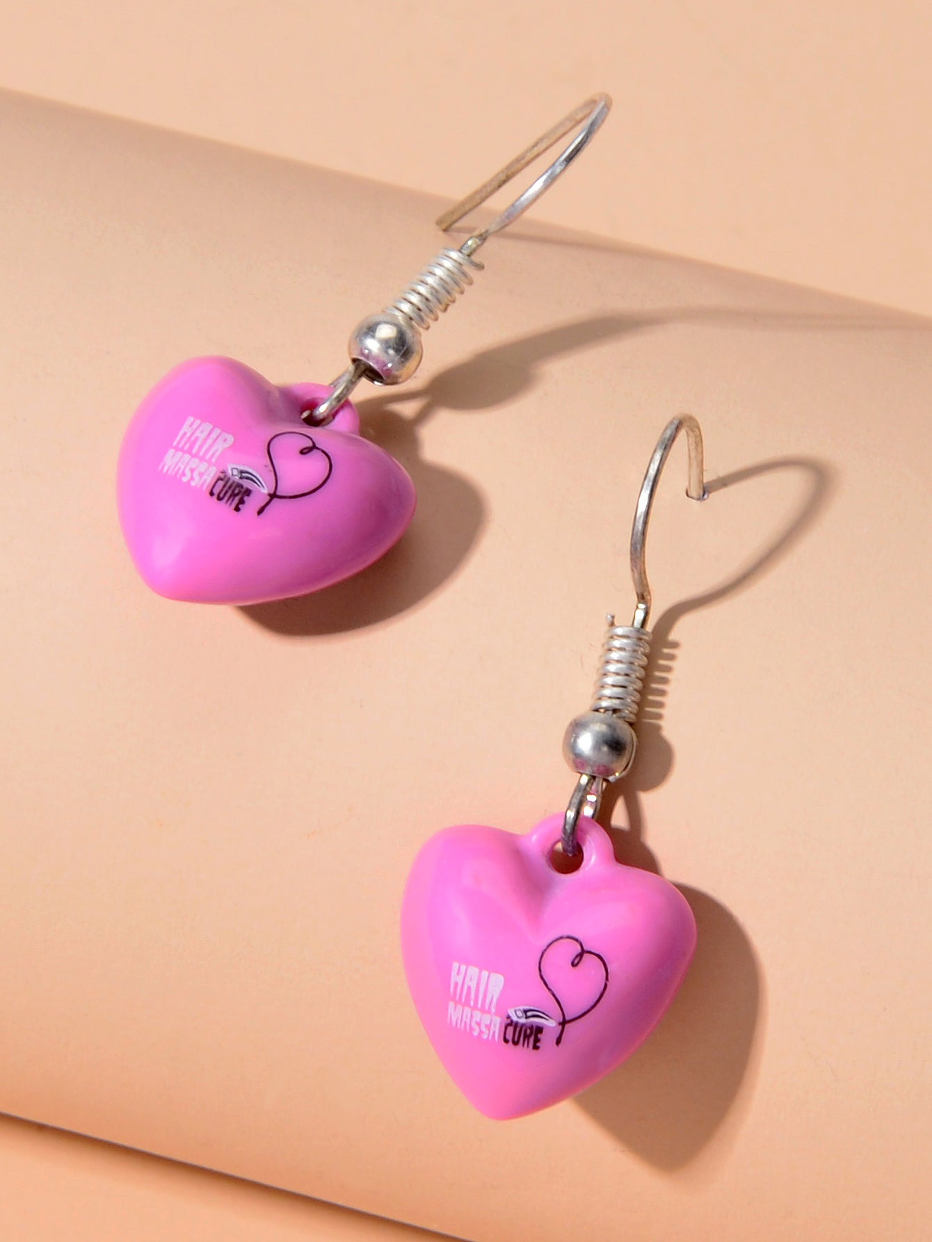 Valentine's Day Women Girl Hotpink Heart Dangle Love Earrings Party Decoration