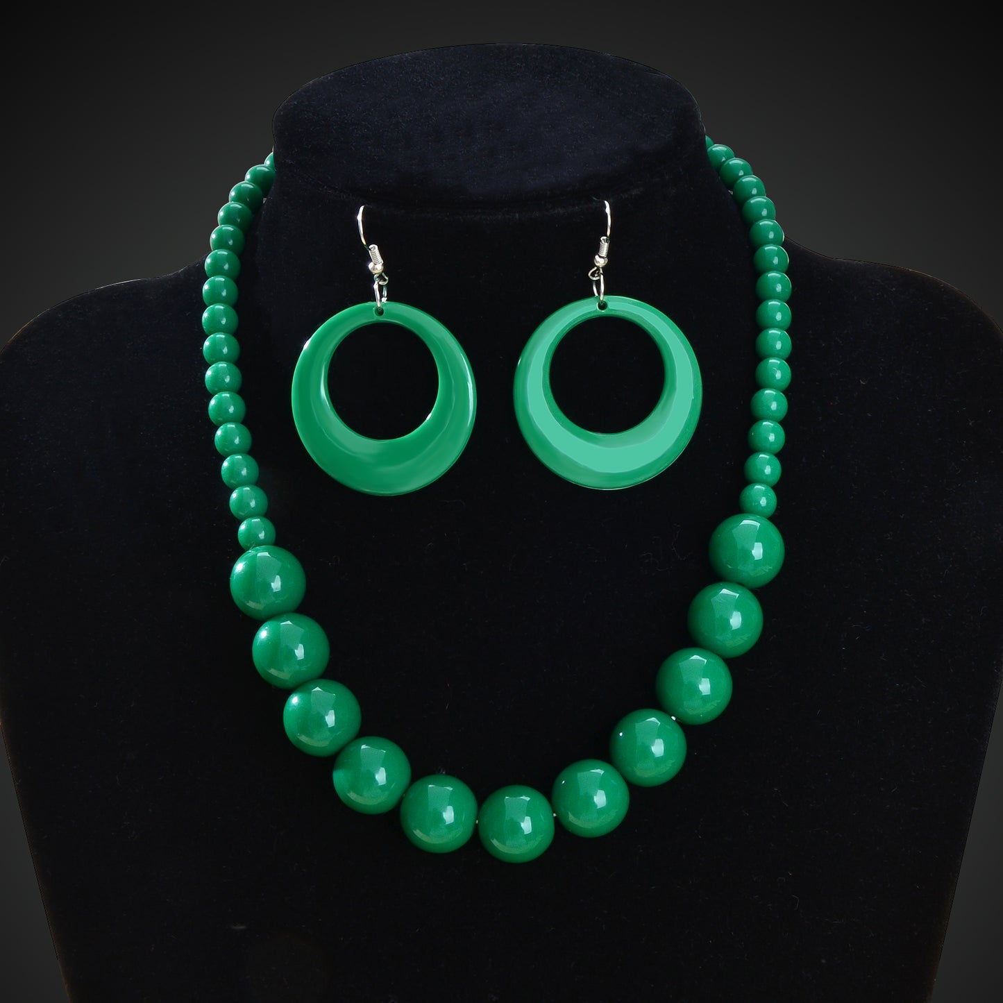 Bohemian Vacation Eye-catching Jewelry set Beads Collar Chunky Necklace and Circle Dangle Earrings Exaggerated Jewelry Set