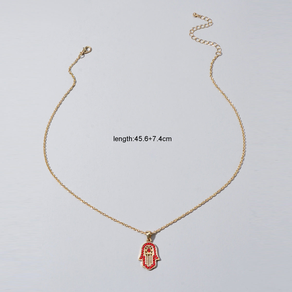 Gold Chain Red Beads Hamsa Hand Charm Necklace Good Luck Success Amulet Jewelry