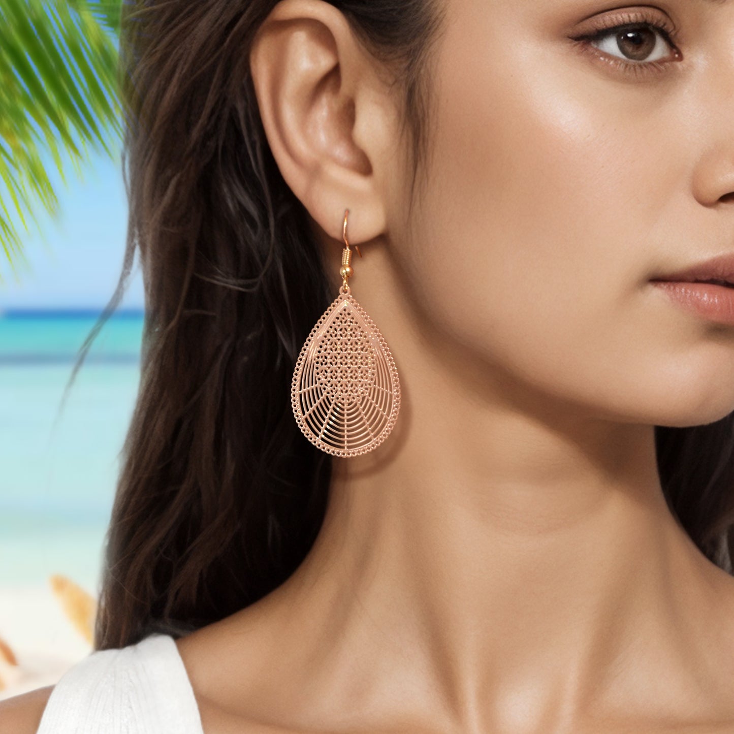 Elegant Hollow Rose Golden Water Drop Earrings Party Daily Social gatherings Geometric Jewelry