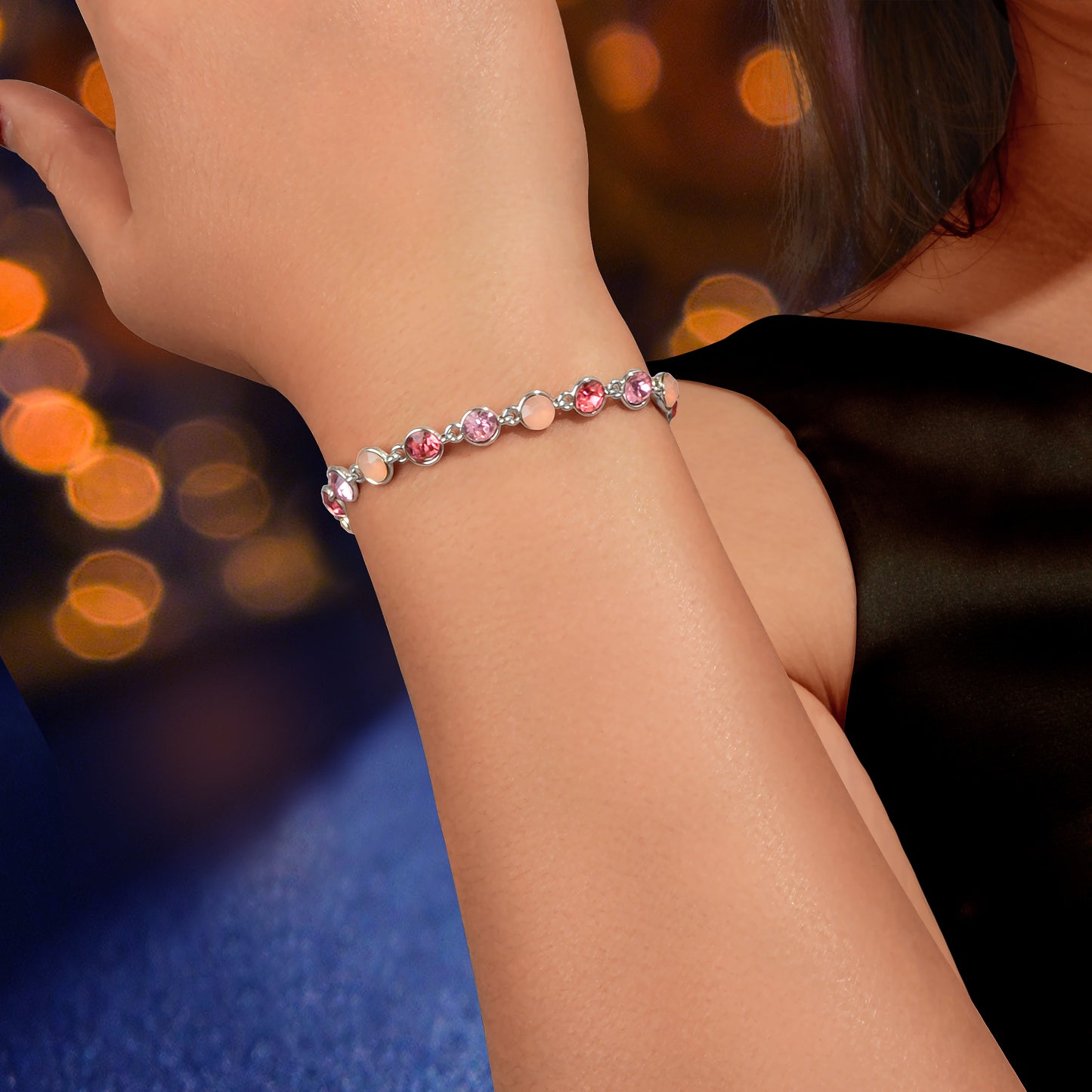 Luxury Blue Transparent Big Cubic Zirconia Bracelet Wedding Engagement Jewellery