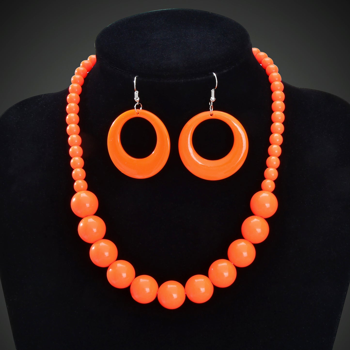Bohemian Vacation Eye-catching Jewelry set Beads Collar Chunky Necklace and Circle Dangle Earrings Exaggerated Jewelry Set