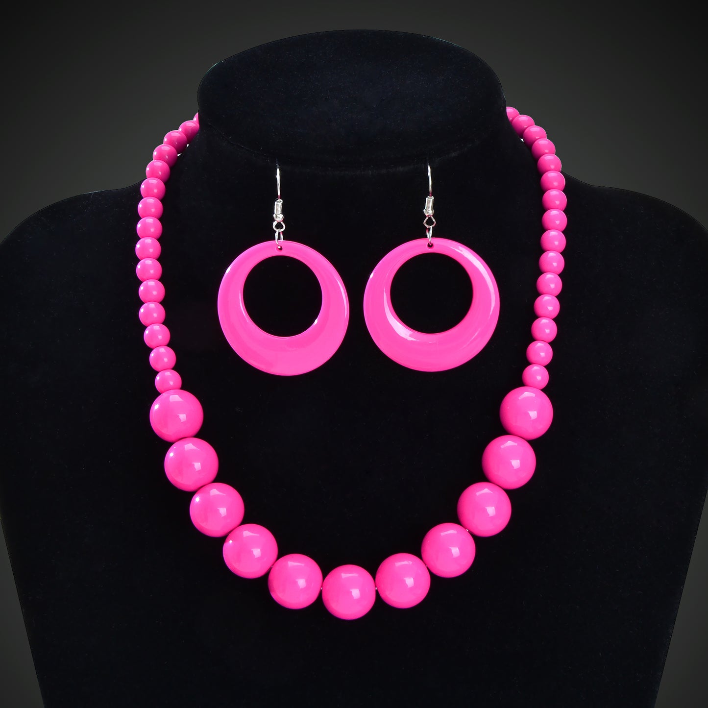 Bohemian Vacation Eye-catching Jewelry set Beads Collar Chunky Necklace and Circle Dangle Earrings Exaggerated Jewelry Set
