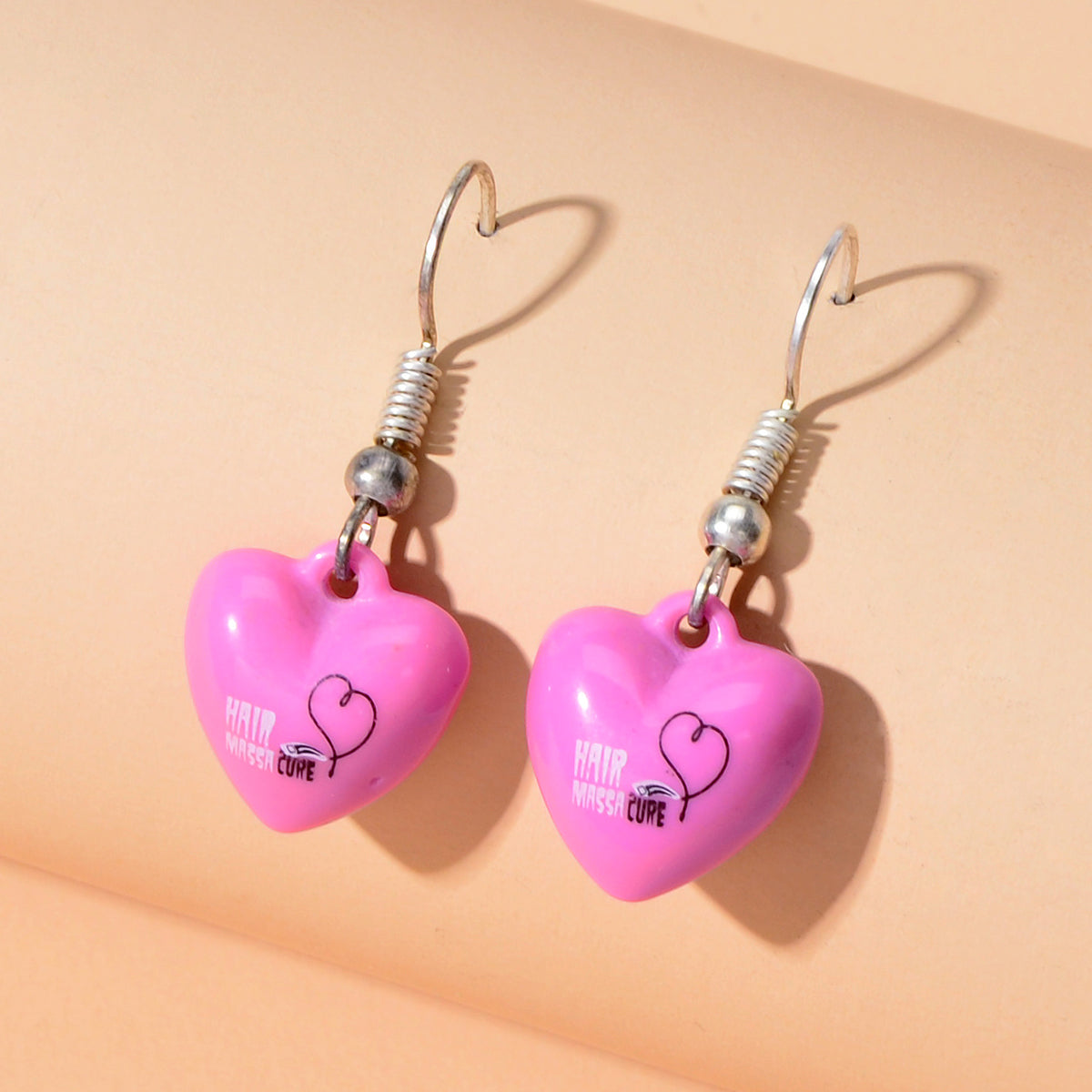 Valentine's Day Women Girl Hotpink Heart Dangle Love Earrings Party Decoration