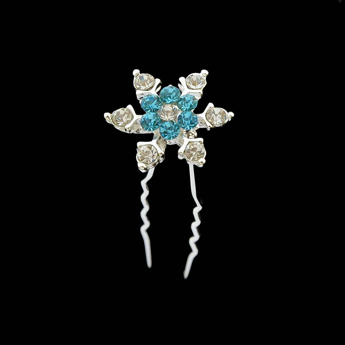 Hair Sticks Styling Transparent Blue Rhinestone Snowflake Hairpins Accessories