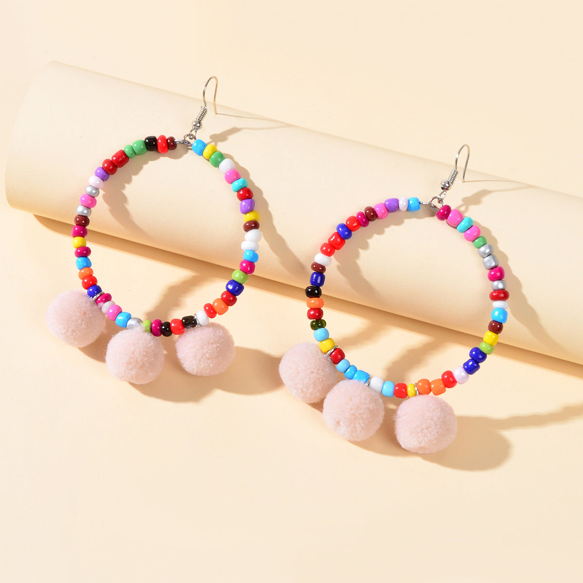 Ethnic Bohemian Style Colorful Beads Circle Ball Charm Dangle Earrings Jewellery