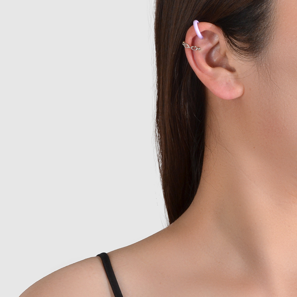 Cartilage Jewellery 2 pcs Boho Purple Resin Silver Metal Cuff Earrings Ear Cuff