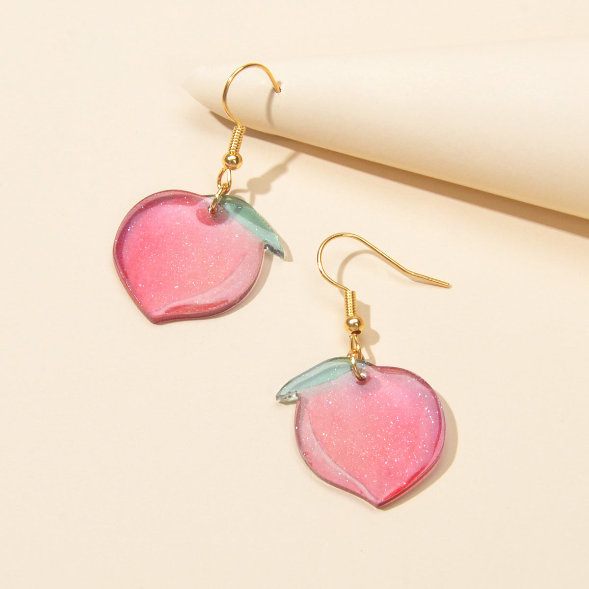 Women Party Decoration Pink Resin Peach Dangle Earrings Best Friends Funny Gifts