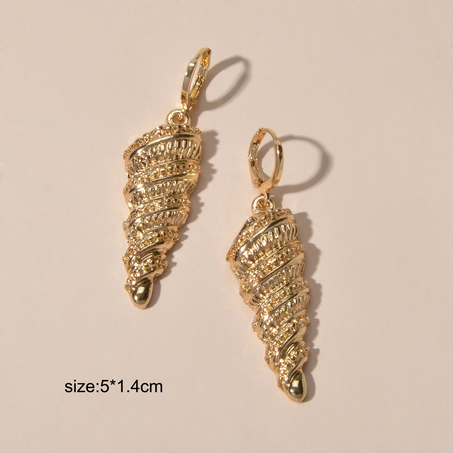 Statement Punk Designer Jewellery Gold Silver Unique Conch Dangle Hoop Earrings
