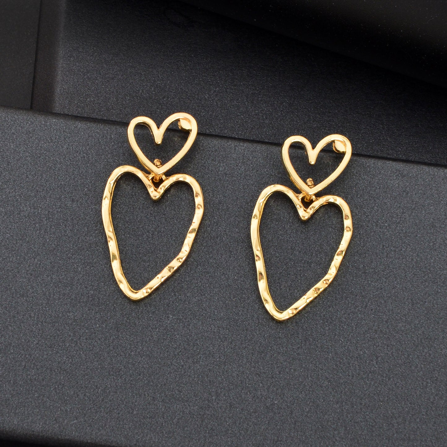 Stylish Golden Hollow Heart Dangle Earrings Women Dating Party Daily Jewelry
