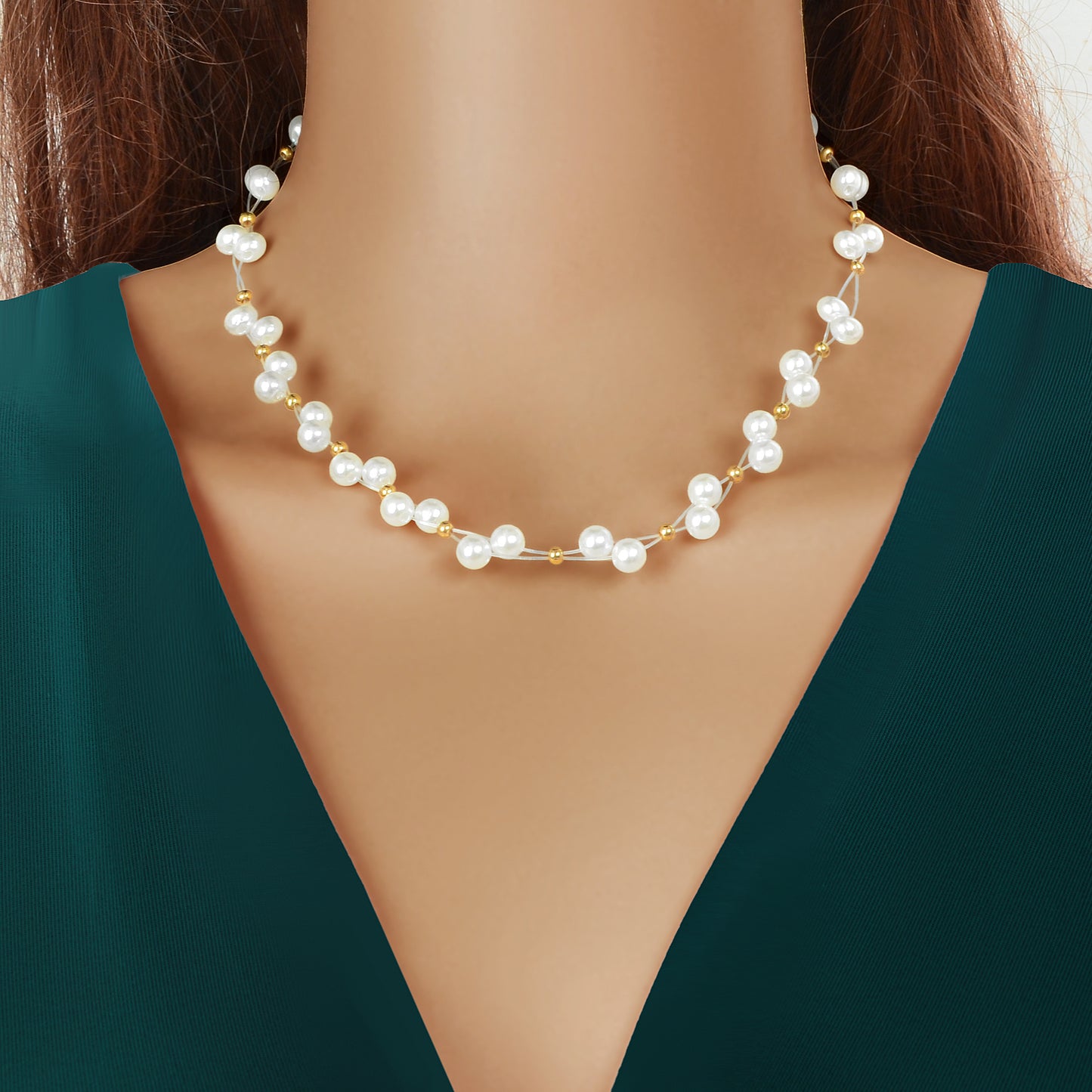 Romantic White Imitation Pearl Beaded Collar Necklace Party Festival Gift Jewelry