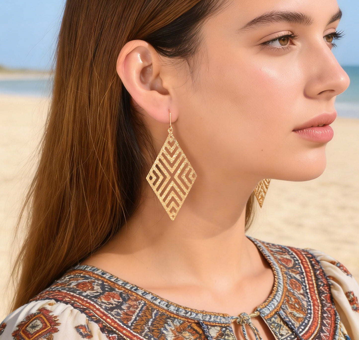 Hollow out Geometric Rhombus Drop Earrings Chic Ear Hook Boutique Jewellery