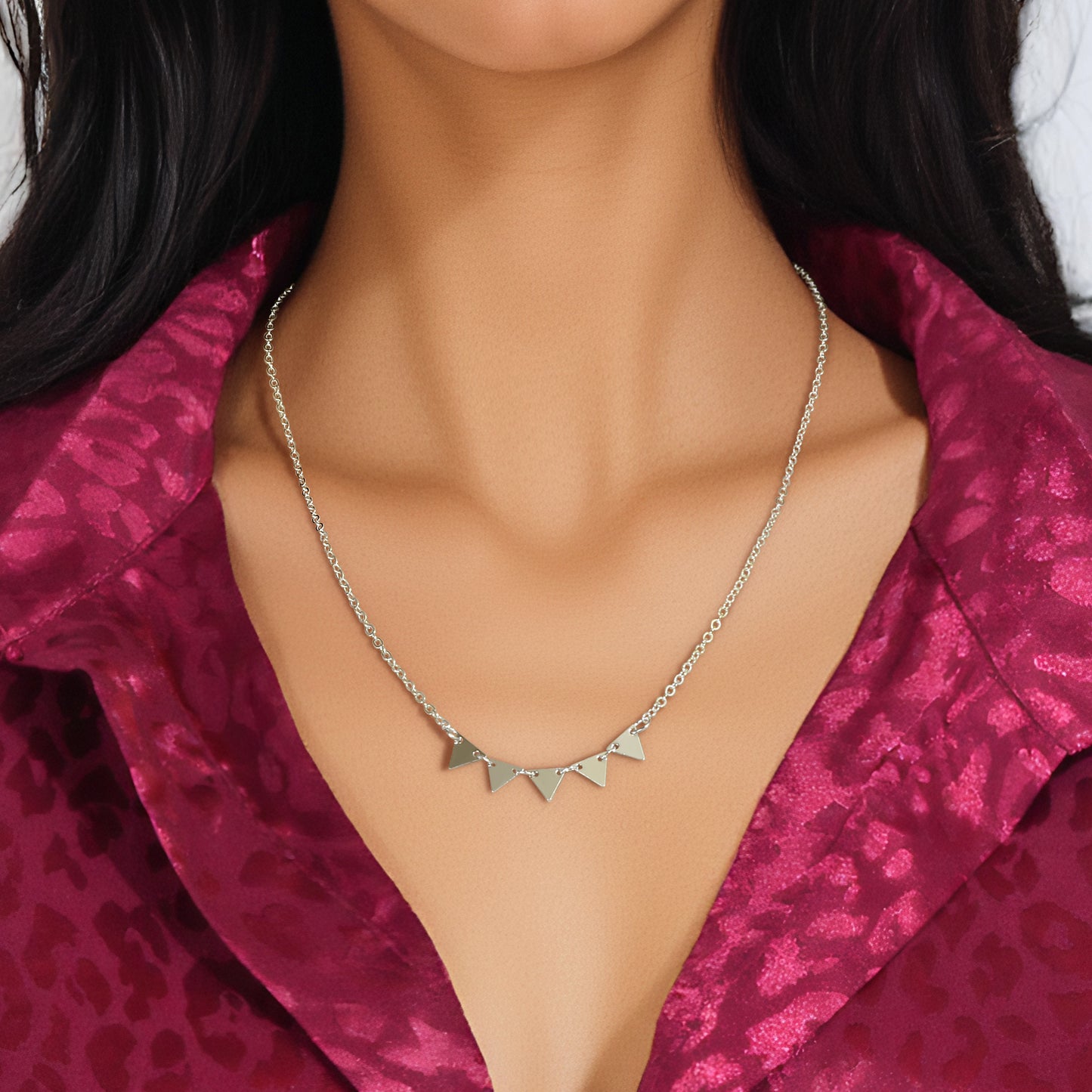 Basic Business Triangle Decor Silvery Chain Collar Necklace Party Daily Officework Jewelry