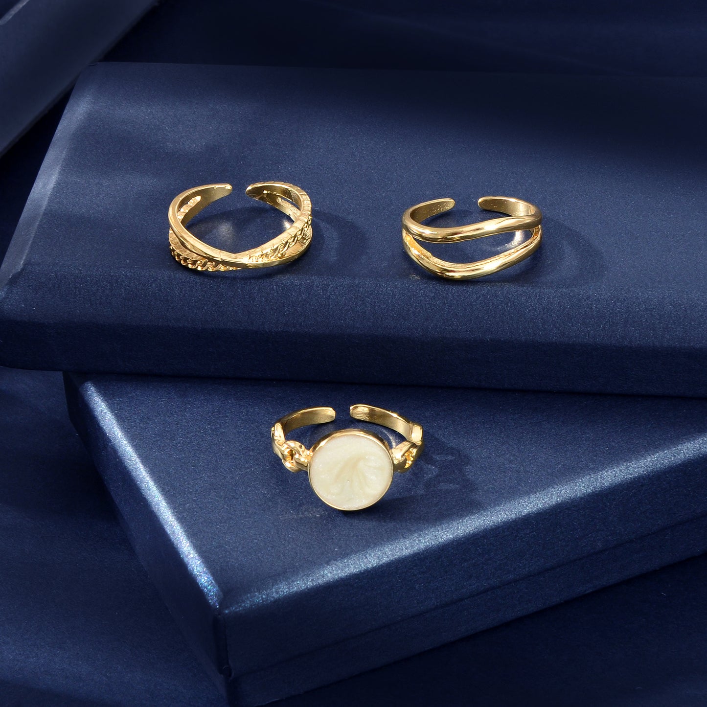 3 pcs Minimalist Round Eanmel Stackable Multiple Knuckle Midi Finger Ring Set
