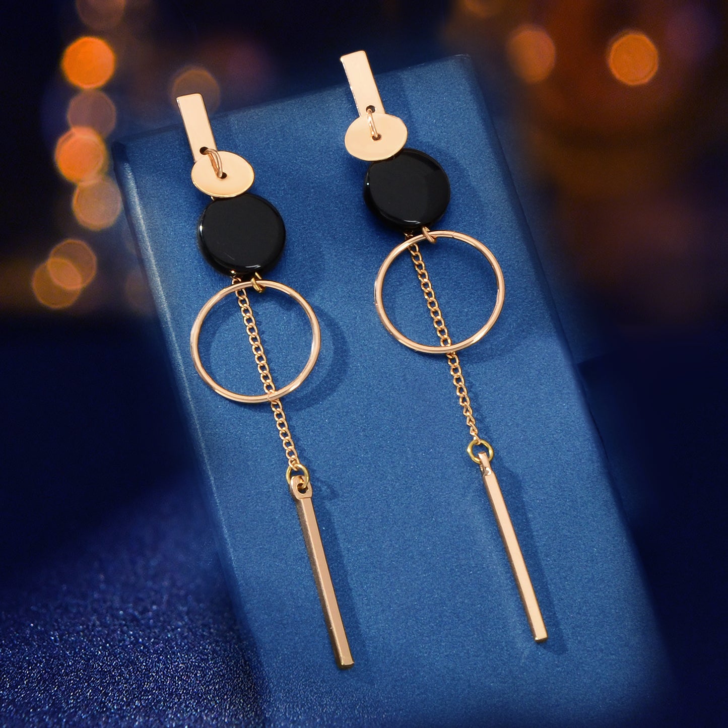 Gold Silver Round Circle Bar Geometric Drop Stud Tassel Earrings Accessories