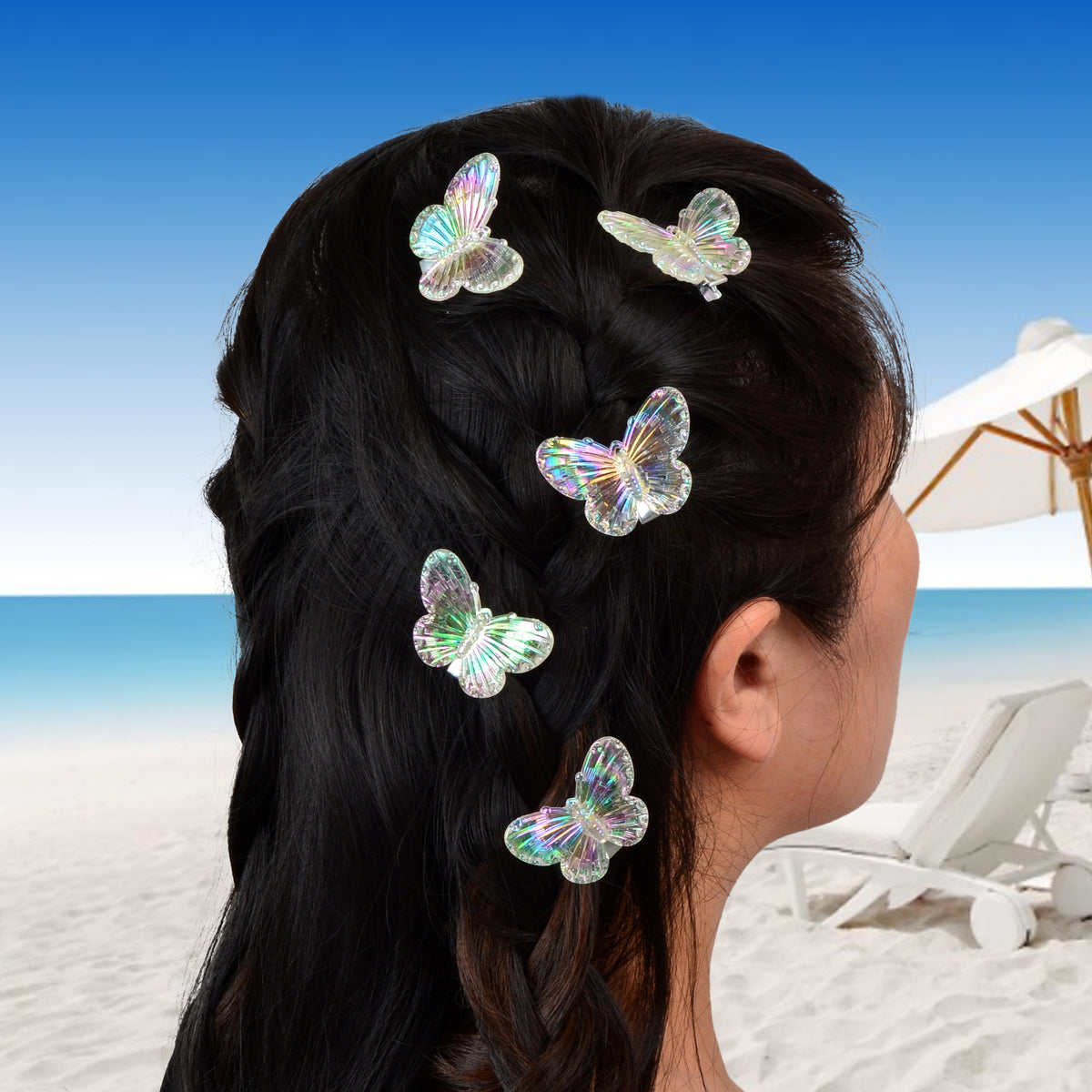 5 pcs Sweet Transparent Butterfly Hairpin Hair Clips Set Hair Accessory Headwear