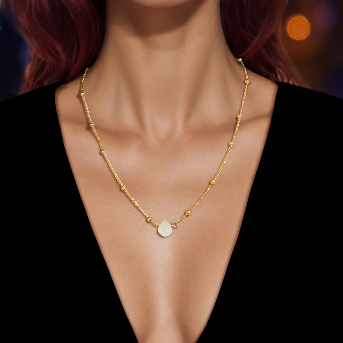 Boho Gold Silver Metal Round Beads Water Drop Charm Stunning Choker Necklace