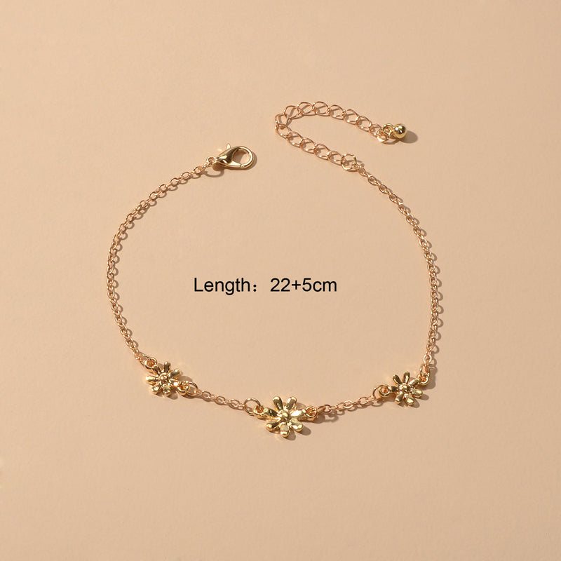 1 pc Gold Silver Flower Anklet Boho Chic Barefoot Sandals Foot Beach Jewellery