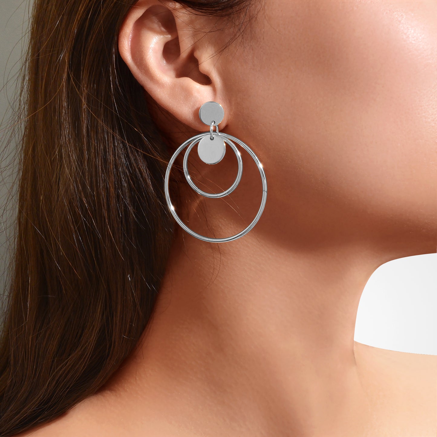 Fashion Gold Silver Circle Disc Charm Dangle Hoop Earrings Stunning Accessories