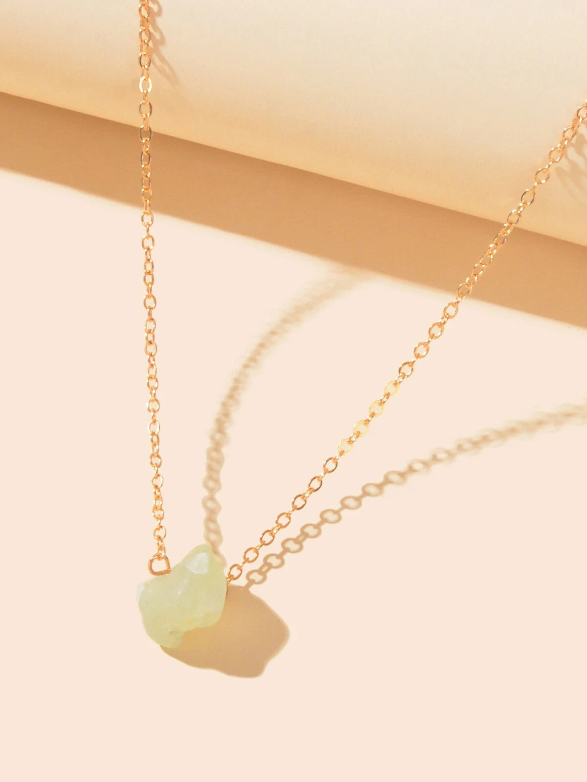 Gold Chain Natural Geometric Stone Crystal Charm Necklace Teens Collar Jewellery