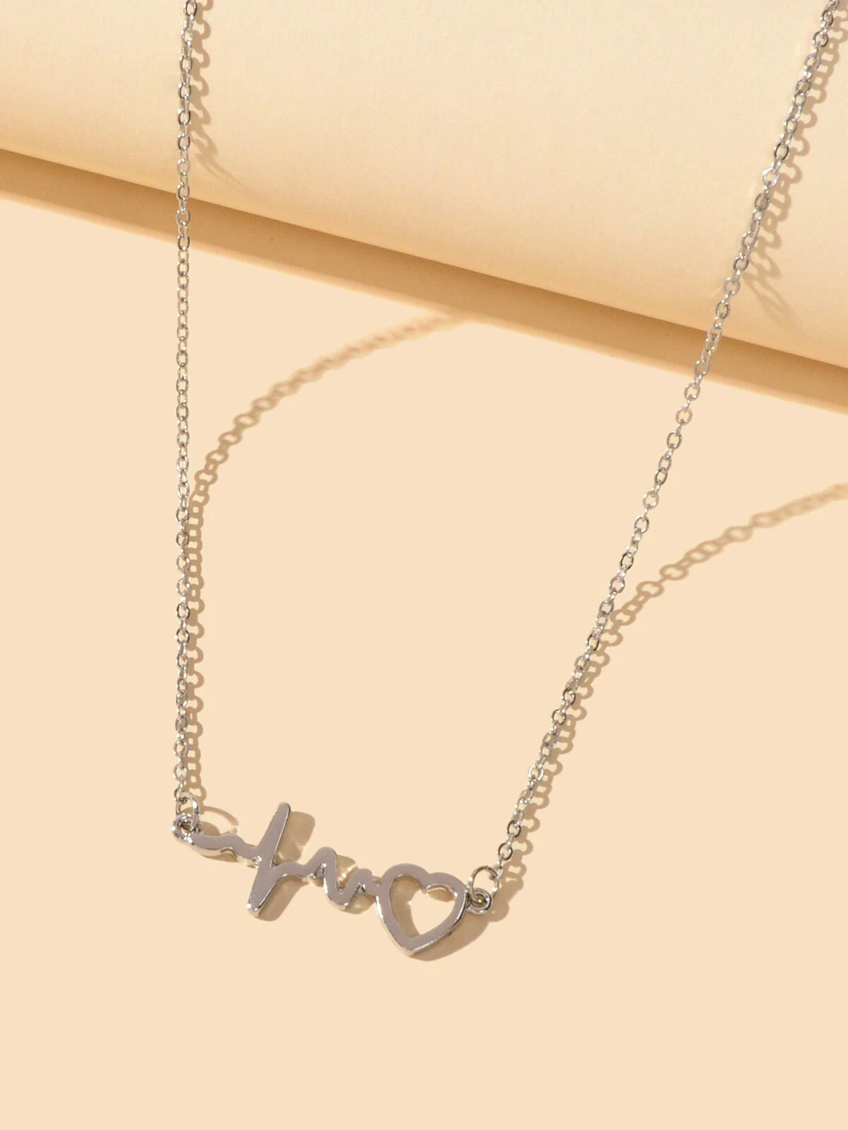 Minimalist Jewelry Gold Silver Chain Heartbeat Pendant Necklace Party Decoration
