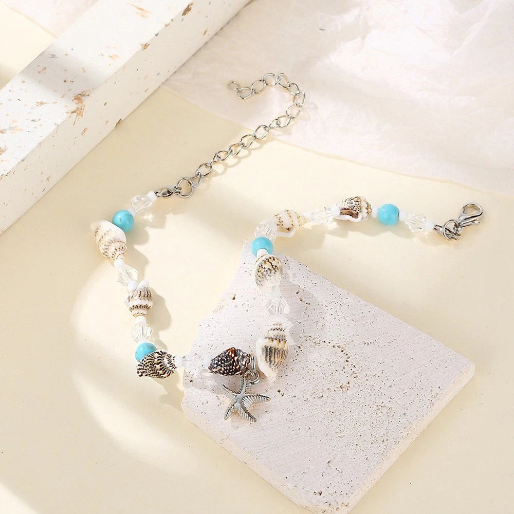 Beach Vacation Jewellery Handmade Beads Chain Starfish Charm Bohemian Bracelet