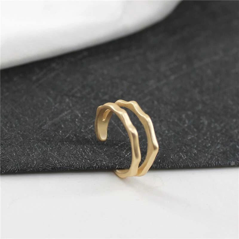 Minimalist Jewellery Gold Metal Geometric Finger Ring Fashion Women Accessories