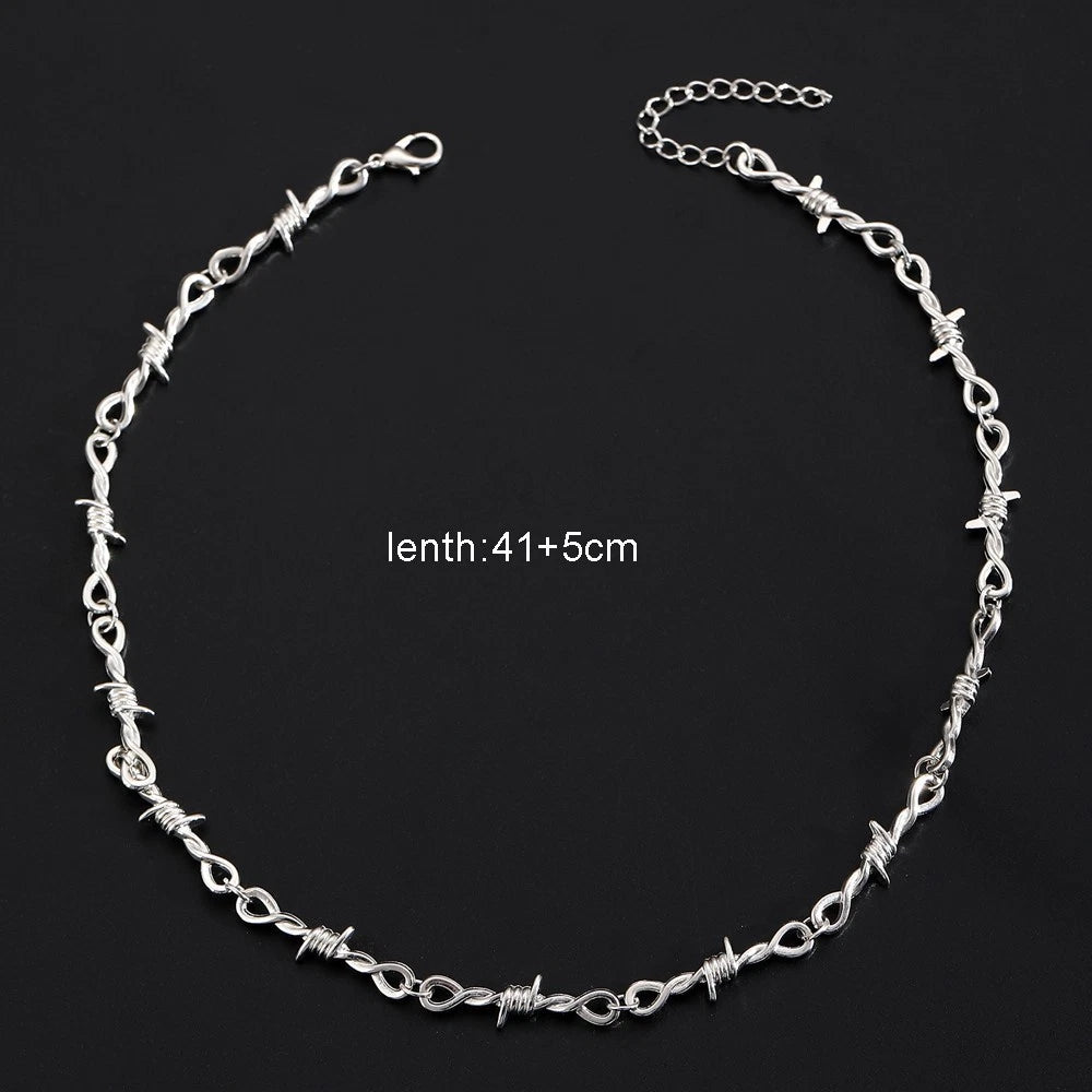 Men Street Jewellery Siver Chain Collar Necklace Punk Rock Accessories