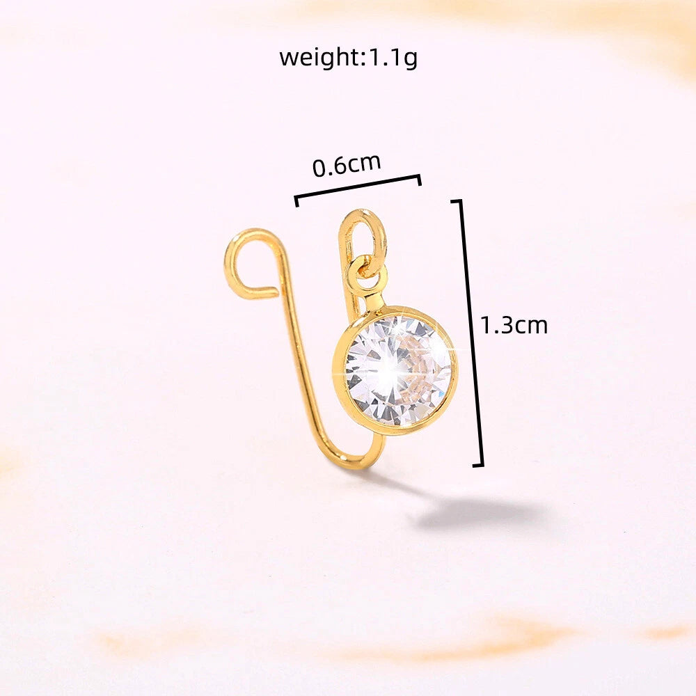 Zircon Gold Nose Ring for Women Cartilage Earring Body Ear Piercing Hoop Ring