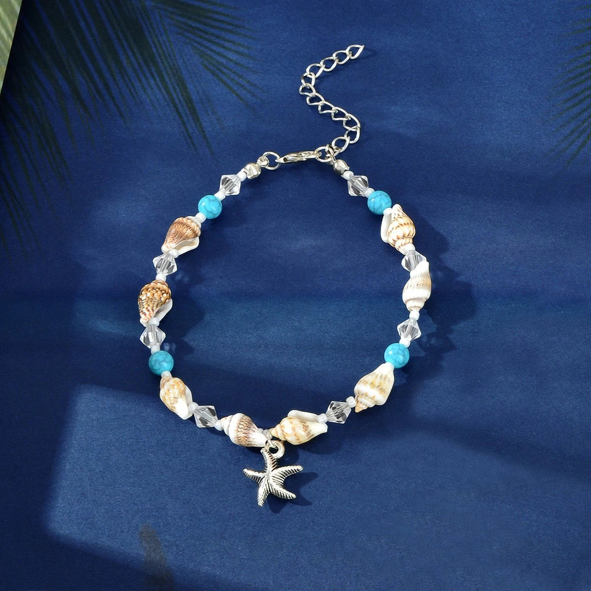 Sea Series Handmade Beaded Chain Starfish Charm Boho Chic Anklet Foot Jewellery