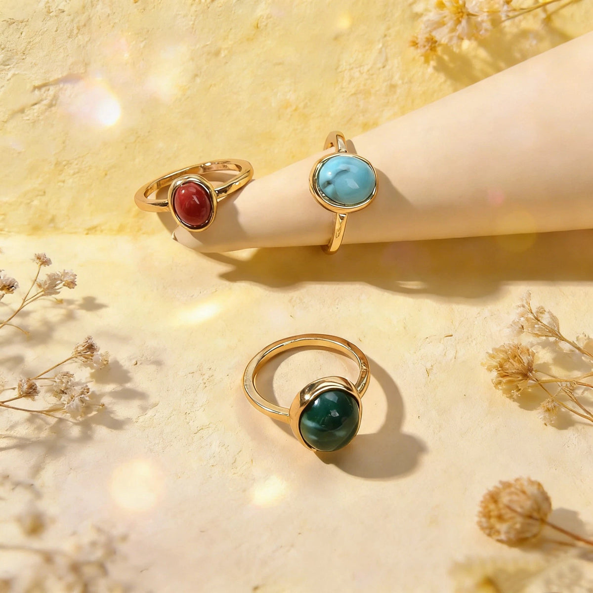 Ethnic Tribal Boho Vintage Jewellery Antique Turquoise Chunky 3pcs Finger Rings
